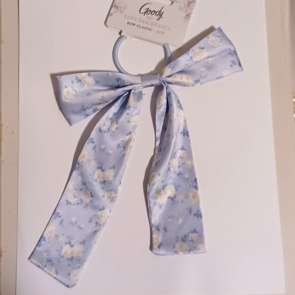 LoveShackFancy Accessories - LoveShackFancy X Goody NWT Blue Floral Bow Hair Elastic Coquette